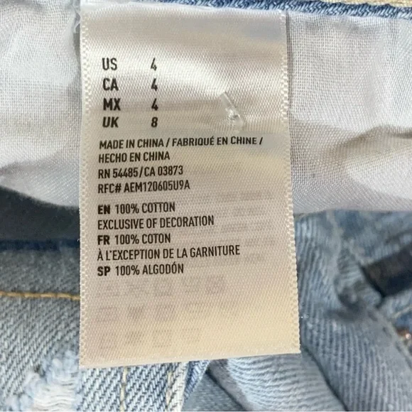 American Eagle Distressed Denim Shorts Women’s Size 4 Mid Rise 5.5” Inseam - Picture 5 of 5